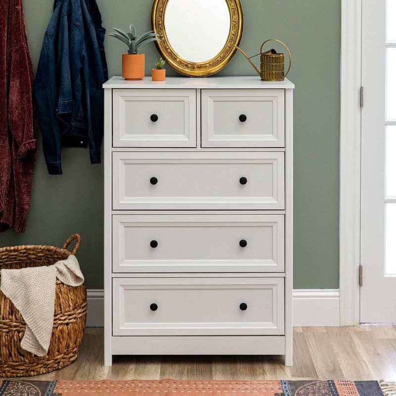 Farmhouse 5 Drawer Grooved Tall Storage Dresser White - Saracina Home, 5 of 18