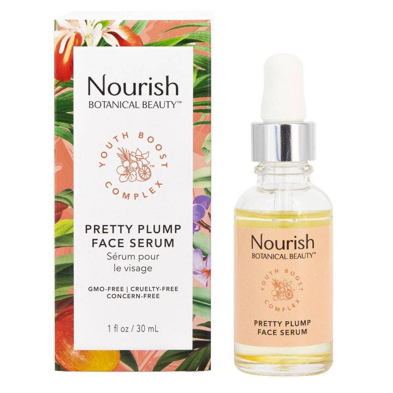 Nourish Organic Botanical Beauty Pretty Plump Face Serum - 1 fl oz, 1 of 5
