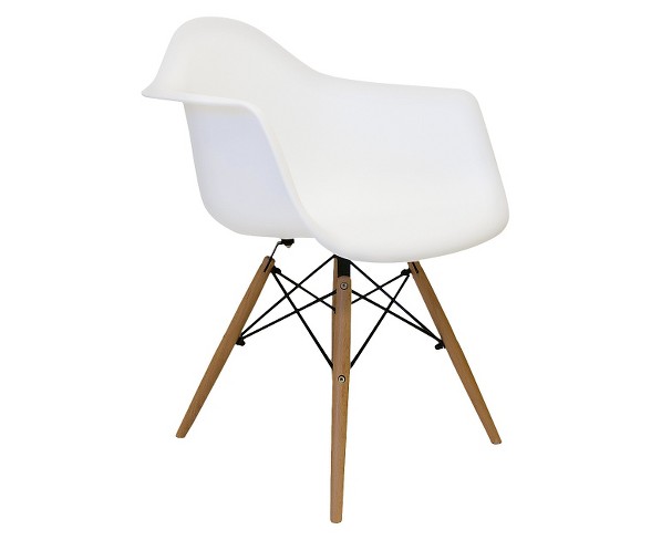 Aeon Dijon Arm Chair - White with Wood Legs (Set of 2)