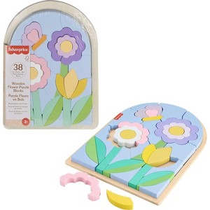 38-Piece Wooden Flower Puzzle Blocks Set, Stacking Developmental Toy for Kids Ages 3+ - 1 of 4