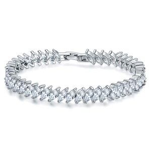 Marquise Cubic Zirconia Tennis Bracelet with AAA+ Cubic Zirconia 6.875 Inches Silver - 1 of 4