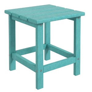 Resenkos Outdoor Side End Table, End Table, Outdoor Couch Table,Patio Side Table, 15" Square Outdoor End Table, HDPE Plastic Tea Table, Green - 1 of 4