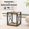 NicBex Industrial 3-Tier End Table with Drawer, Tempered Glass & Metal Frame Side Table, Modern Nightstand for Bedroom, Living Room Small Table - 4 of 4