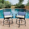 Outdoor High Swivel Bar Stools, Bar Height Patio Chairs with Seat Cushion, Counter Height Tall Patio Swivel Chairs, Outdoor Swivel Bar Chairs Set of 2 - 2 of 4