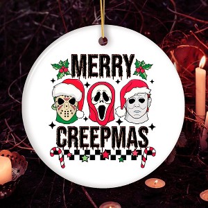 Merry Creepmas Horror Villain Theme Christmas Ornament, Creepy and Spooky Holiday Decor for Xmas Tree| OrnamentallyYou - 1 of 4