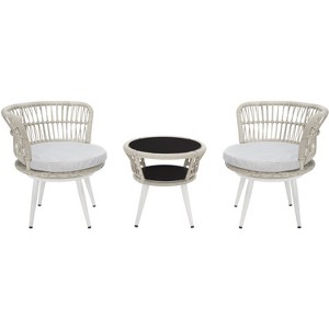 Kyomi 3 Piece Lounge Set - Indoor/Outdoor - PAT9032 - Safavieh - 1 of 4