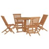 vidaXL 5-Piece Foldable Patio Dining Set - Solid Teak Wood - Weather Resistant Outdoor Furniture - Easy Assembly - Space Saving - 3 of 4