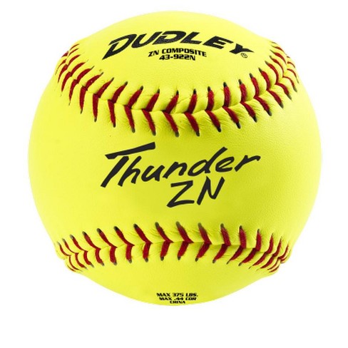 Dudley Softball, Slow Pitch, Yellow Leather, 12-In.