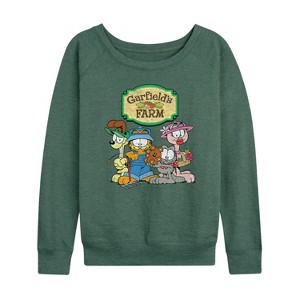 Women's - Garfield - Farm Group Lightweight French Terry Wide Neck Long Sleeve Shirt - 1 of 4