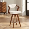 55 Downing Street Walnut Swivel Bar Stool Brown 26 1/2" High Mid Century Ivory Velvet Cushion for Kitchen Counter Height Island Home - 2 of 4