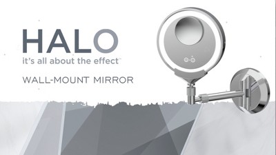 Satin Nickel LED Wall Mount Vanity Mirror with Telescoping Arm