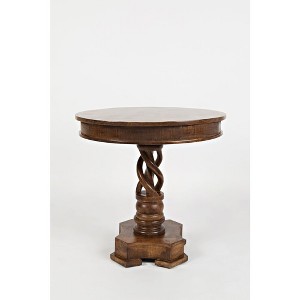 Jofran, Global Archive Hand Carved Solid Mango Wood Pedestal Table - 1 of 4