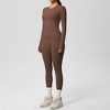 Anna-Kaci Active Women's Long Sleeve Crew Neck Top and High Waist Leggings Set with Slim Fit Design - 3 of 4