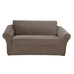 Stretch Pique 3 Piece Sofa Slipcover Taupe - Sure Fit, Brown