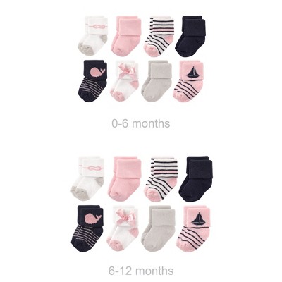 Hudson Baby Infant Girls Cotton Rich Newborn And Terry Socks, Pastel  Butterfly : Target