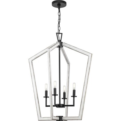 Galloway Matte Black and White 4-Light Foyer Pendant