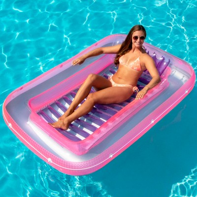 71" Pink and Purple Inflatable Vinyl Pool Lounger