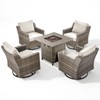 Belord Swivel Rocker Patio Wicker Chairs, Outdoor Swivel Rocker Chair Set of 4 with Propane Firepit Table, High Back Gray Wicker Patio Furniture Set - 4 of 4