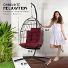 SereneLife SWC888R.5 Hanging Egg Swing Chair with Stand—Rattan Wicker Egg-Shaped Swing, Waterproof Seat Cushion, and Headrest (Red) - 3 of 4