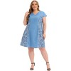 Agnes Orinda Women's Plus Size Chambray Wedding Floral A-Line Dresses - 3 of 4