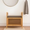 Proman Products Square Cambridge Bamboo Storage Shoe Bench Natural: Upholstered Entryway Bench with Cushion, Modern Style - 3 of 4
