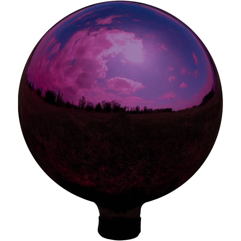 Sunnydaze Indoor/Outdoor Reflective Mirrored Surface Garden Gazing Globe Ball with Stemmed Bottom and Rubber Cap - 10" Diameter, 1 of 14