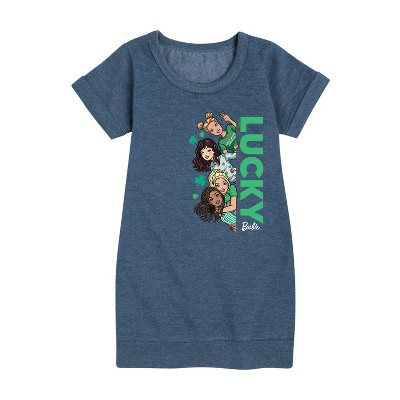- Barbie - Group Lucky Graphic Short Sleeve Fleece Dress