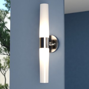 VAXCEL Elliot 2 Light LED Compatible Contemporary Bathroom Vanity Wall Sconce Fixture White Glass - 1 of 4