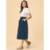 INSPIRE CHIC Women's Casual Elastic Waist Peasant A-Line Midi Skirts with Pockets - 2 of 4