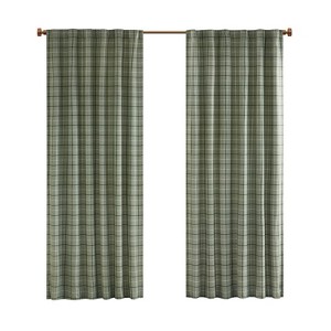 DSVIMOY Curtain Panels, Plaid Rod Pocket and Back Tab Curtain Panel with Fleece Lining for Living Room, Bedroom, Green, 84"*50"*0.13" - 1 of 4