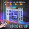 VINGLI Twin Loft Bed with L-Shaped Desk and 3 Storage Drawers, Solid Wood Single Gamer Bed with RGB LED Light Underneath,2 Charging Stations, White - 3 of 4