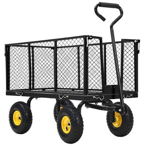 Garden Wagon Cart, Duty Steel Yard Cart with Removable Sides, All Terrain Tires, Utility Wagon for Lawn Farm - 1 of 4