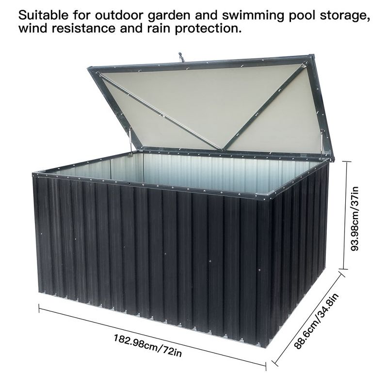 335 Gallon Deck Box Indoor Outdoor Lockable Storage Container For Patio Cushions Gardening Tools Sports Equipment Outdoor Toys black One size, 3 of 6