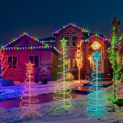 60-Inch Multicolor LED Spiral Christmas Tree Set with Remote
