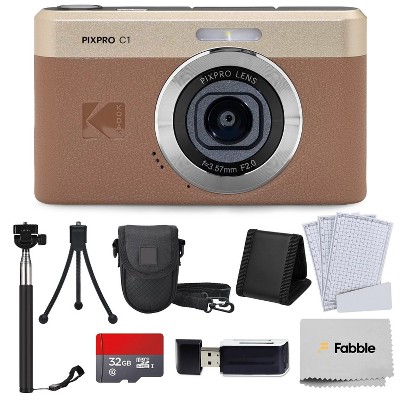 Kodak PIXPRO C1 Compact Digital Camera Brown, 32GB microSD, Case ...