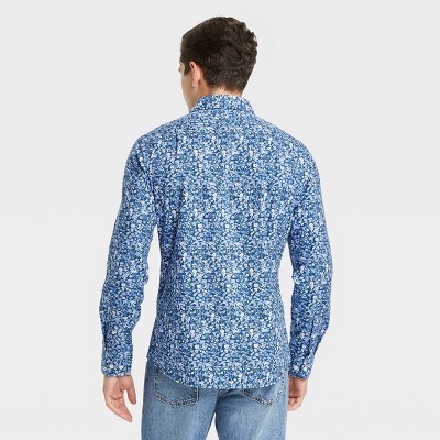 KXP Mens Simple Long-Sleeve Button-Down Stitching Printed Shirt KXP Mens Simple Long-Sleeve Button-Down Stitching Printed Shirt