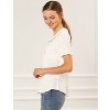 INSPIRE CHIC Women's Sweet Ruffle Trim Peter Pan Collar Button-Down Shirt - 4 of 4