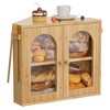 MOEPISY Corner Bread Box for Kitchen Countertop, 2 Tier Bamboo Bread Storage Container (Natural, Medium) - 3 of 4