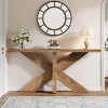 Gulches Farmhouse Console Table, Geometric Wooden Base, Oak Brown, 70.9", Sofa/Entryway Table - 2 of 4