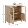 Homhougo 29" Large Buffet Sideboard Cabinet with 2 Glass Doors and Shelves, Modern Farmhouse Storage Cabinet Table Natural - 2 of 4