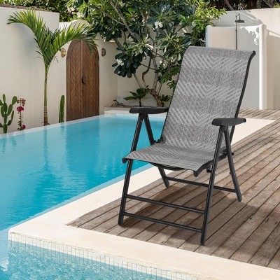 GustoWave Folding Rattan Chair, Outdoor Lounge Chair with Adjustable Backrest & Widened Armrest, Comfortable Patio Seating up to 330lbs