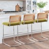 Bekrvio Bar Stools Set of 2/3/4, 26”/30" Barstool with Rattan Back, Velvet-Upholstered & Chrome Frame,Mid Century Modern Kitchen Stool for Island - 3 of 4