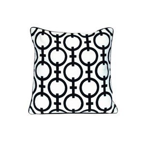 HomeRoots 20" Black and White Geometric Cotton Throw Pillow - 1 of 4