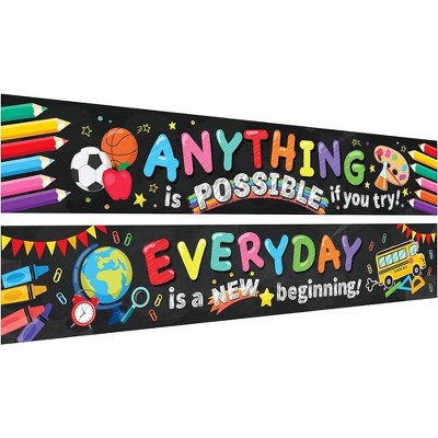 Syncfun 2 Pack (61" x 9.5") Motivational Classroom Reading Banner Poster Inspirational Bulletin Decoration Board for Kindergarten Primary School