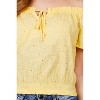 Slickblue Lemon Yellow Off The Shoulder Woven Top – Smocked Hem, Eyelet Lace, Short Sleeves, Cotton Fabric, Sizes S-L - 3 of 4