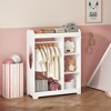 KTMBDW Kids Dress up Storage with Mirror, Kids Wardrobe with Hooks, Kids Closet, Open Hanging Armoire Costume Organizer for Bedroom, Preschool, White - 3 of 4