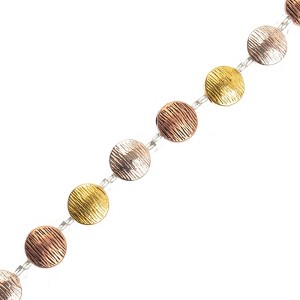 Crystal Lane DIY Designer 7in Bead Strand Metal Flat Round Gold Copper Ant.Copper Mix 10x5mm - 1 of 4