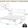 Queen Size White Metal Bed Frame with Wave Headboard, Platform Bed with 2 Storage Drawers and Underbed Space, No Box Spring Needed Easy Assembly - 2 of 4