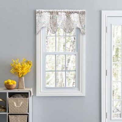 Natural Cotton Paisley Pattern Scallop Valance with Rod Pocket