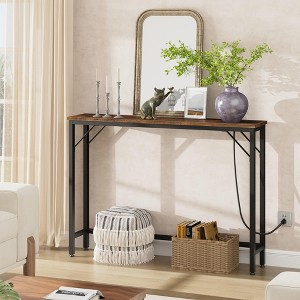 ODK 5.9" Narrow Console Table with Power Outlets, Compact Sofa Table with Storage, Sleek Design for Living Room, Entryway, Hallway, and Foyer - 1 of 4